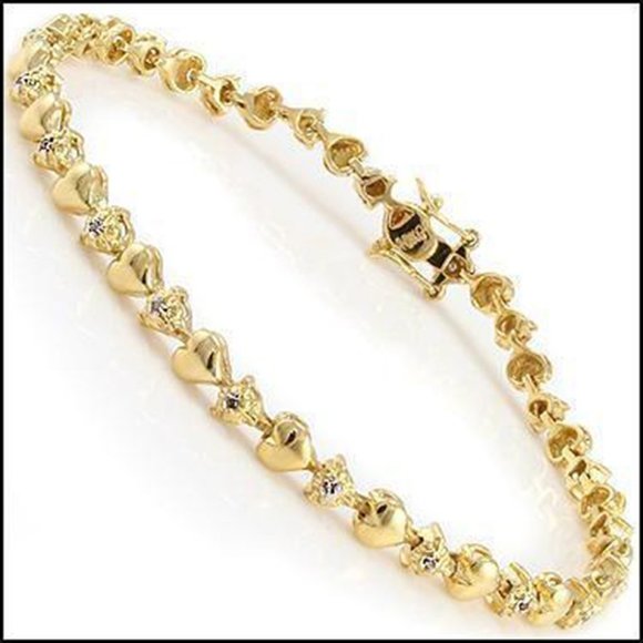 Stunning .16 TCW Diamond 18K Yellow Gold Plated Bracelet